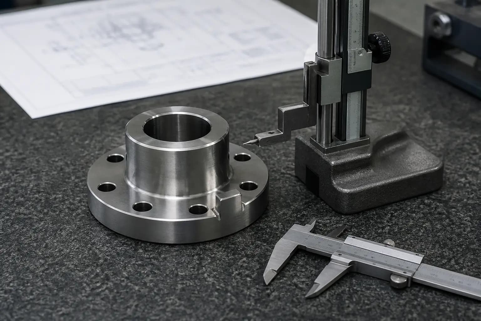 Dimensional inspection of a machined steel part